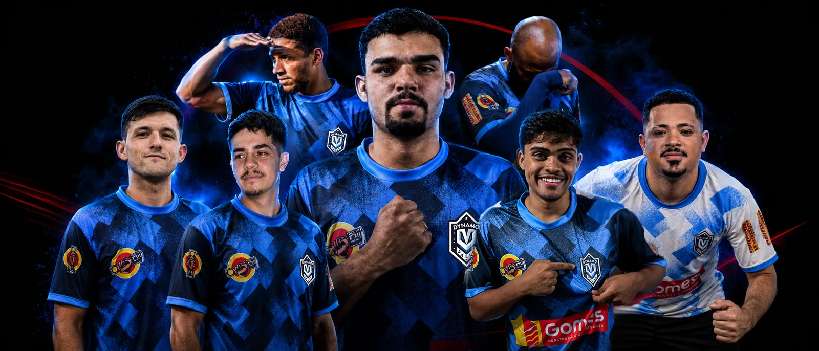 Jogadores do Dynamo Valle FC vestindo o uniforme azul